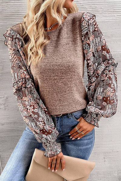 Floral Ruffle Sleeve Top ~FINAL SALE