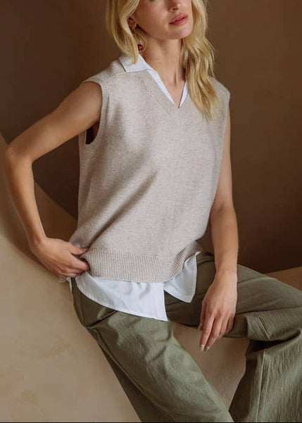 Stylish Mix Media Shirt Vest