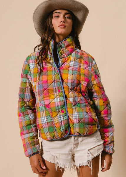 Vintage Vibes Plaid Quilted Jacket