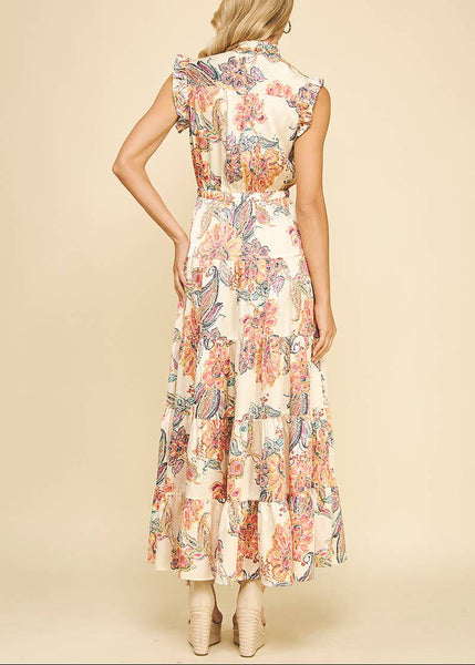 Floral Print Tiered Maxi Dress