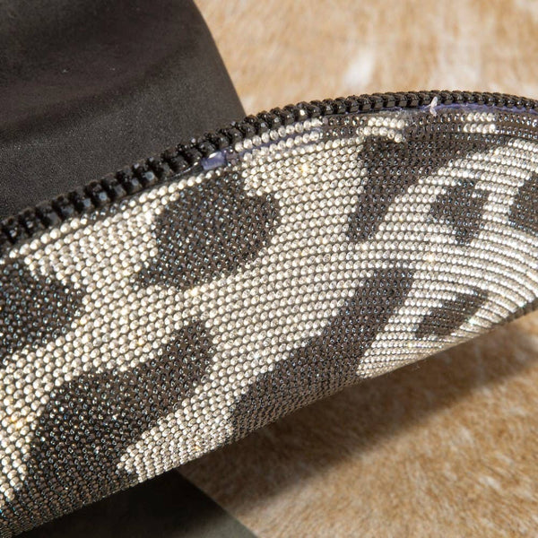 Pave Rhinestone Studded Cow Pattern Cowboy Hat: BK