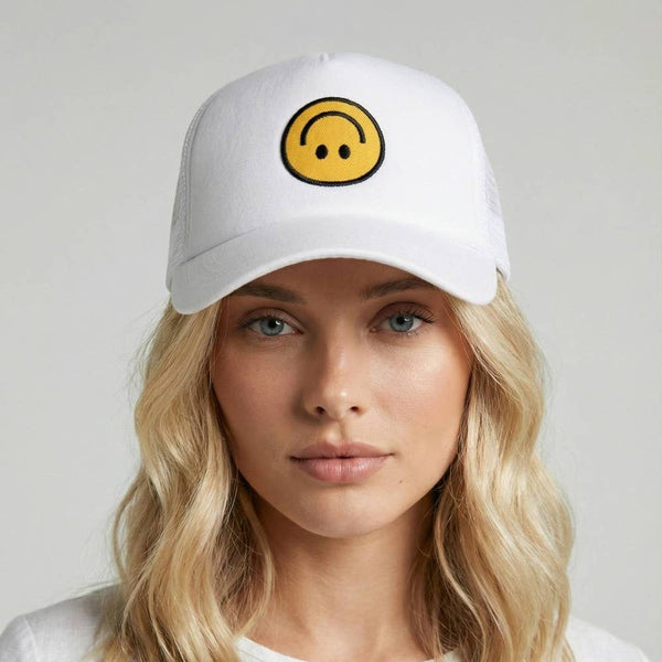 Upside Down Smiley Face Cap: WH