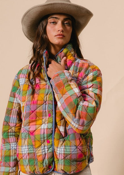 Vintage Vibes Plaid Quilted Jacket