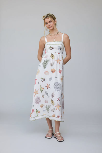 A Little Bit Beachy Multicolor Print Midi Dress