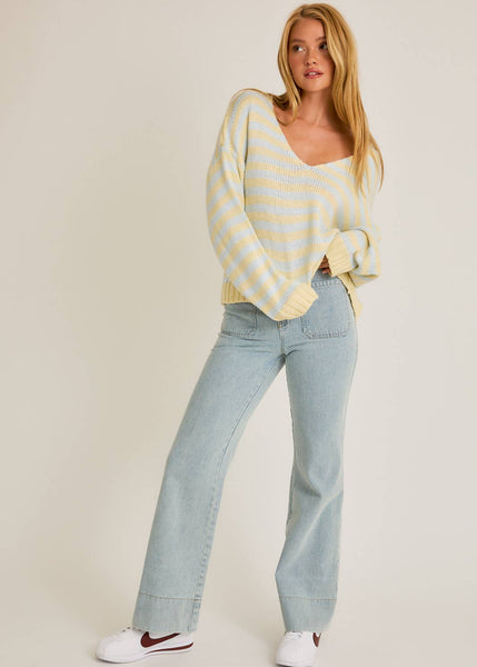 Softly Striped V-neck Sweater