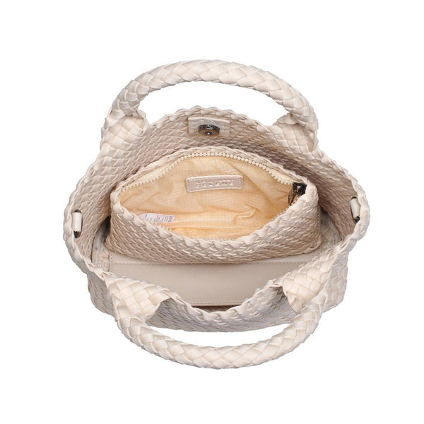 Sky's The Limit Small Woven Neoprene Crossbody: Cream