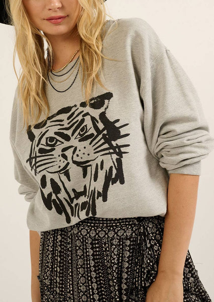 Tiger Vintage-Style French Terry Graphic Sweatshirt