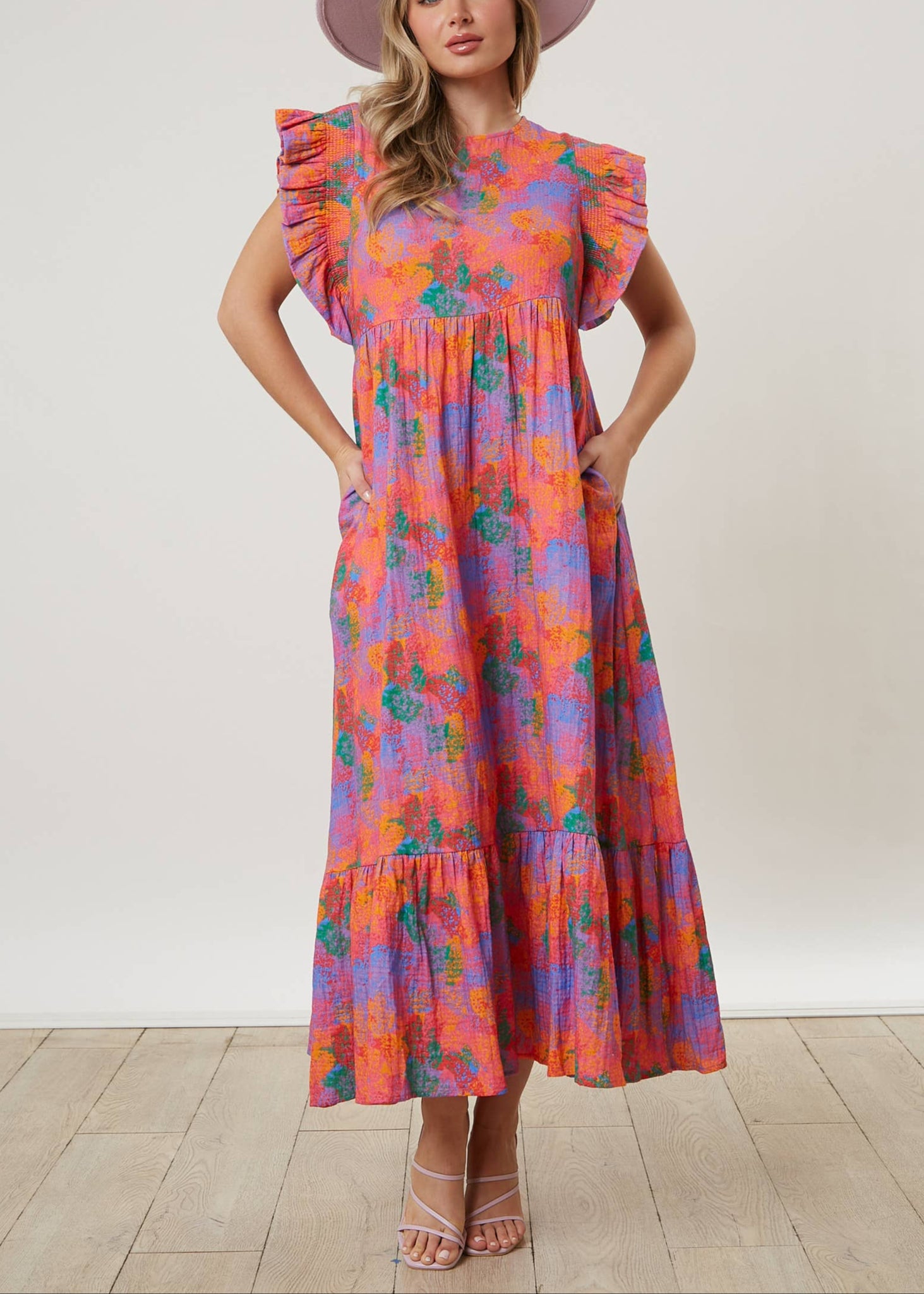 Spring Garden Cotton Gauze Floral Midi Dress