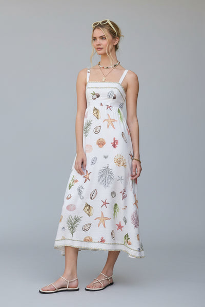 A Little Bit Beachy Multicolor Print Midi Dress