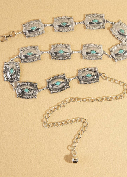 Turquoise Concho Chain Link Belt