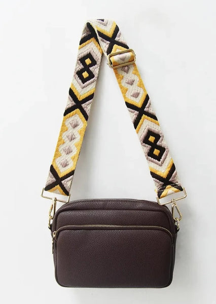 Dark Brown Double Zipper Willow Crossbody Bag