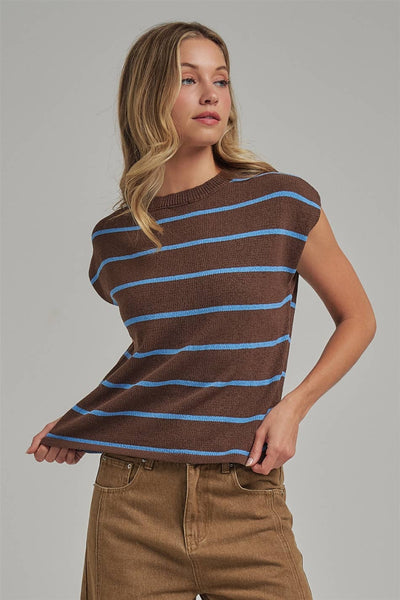 Chocolate Striped Fall Transitional Knit Top