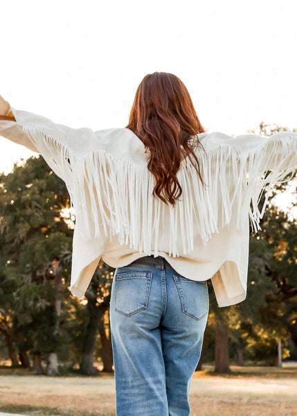 Western Fringe Denim Button-down Jacket