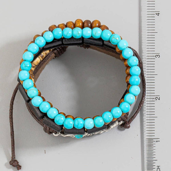 Western Theme Beaded Bracelet Set: MULTI