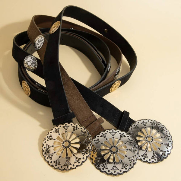 Round Western Concho Buckle Belt: SCO