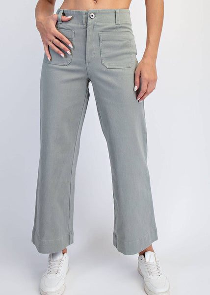 Dusty Sage Cotton Twill Pants