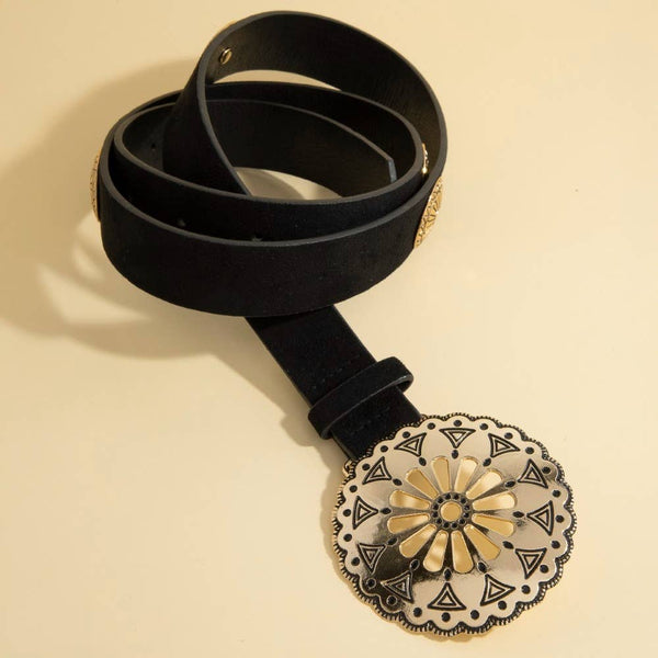 Round Western Concho Buckle Belt: SCO