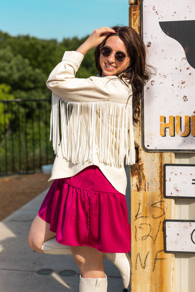 Western Fringe Denim Button-down Jacket