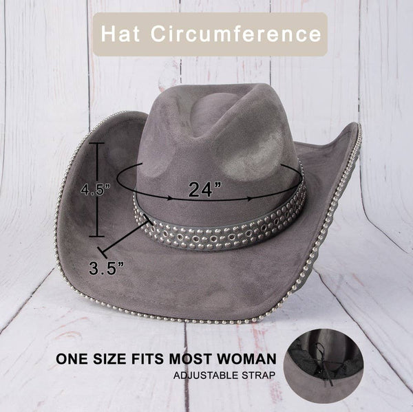 Studded Trim Western Cowboy Hat: DBR