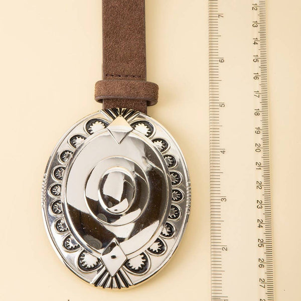 Large Oval Concho Disc Leather Belt