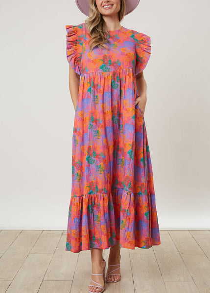 Spring Garden Cotton Gauze Floral Midi Dress