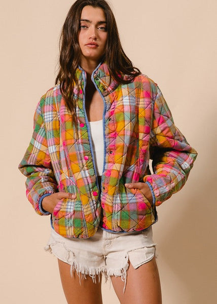Vintage Vibes Plaid Quilted Jacket