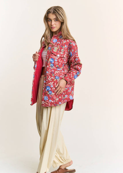 Floral Quilted Button Down Jacket