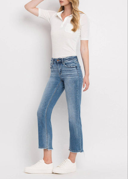 Mid Rise Crop Straight Leg Jeans by Flying Monkey