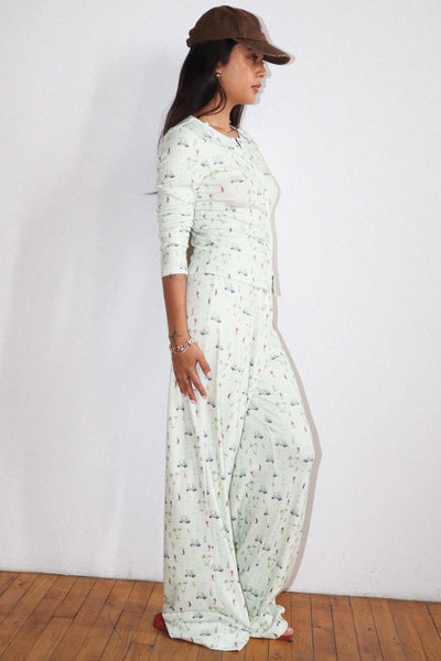 Golf Print Button Cardigan : Apple Green / L