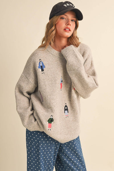 Super Soft Embroidered Sweater in Oatmeal