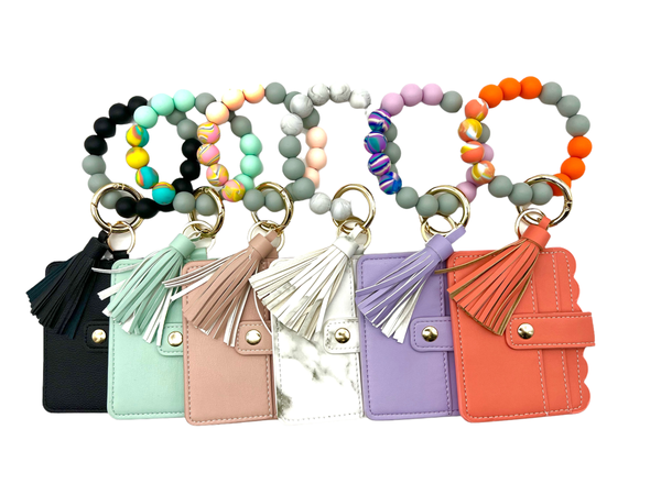 Wallet Wristlet Silicone Bead Tassel Keychains