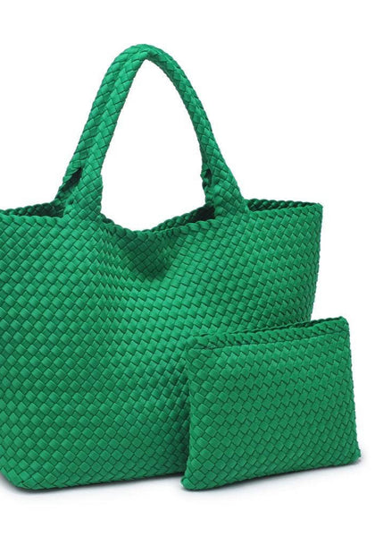 Sky's The Limit - Large Woven Neoprene Tote in Kelly Green