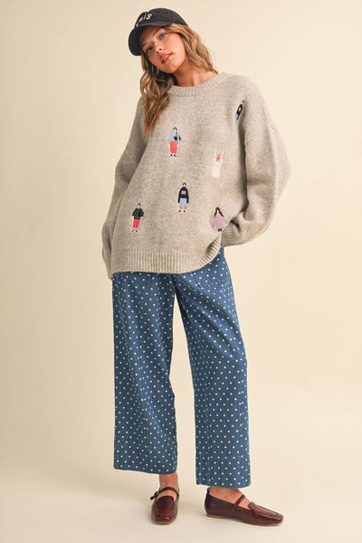 Super Soft Embroidered Sweater in Oatmeal