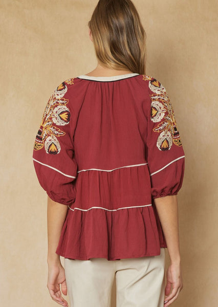 Delicately Embroidered Sleeve Top