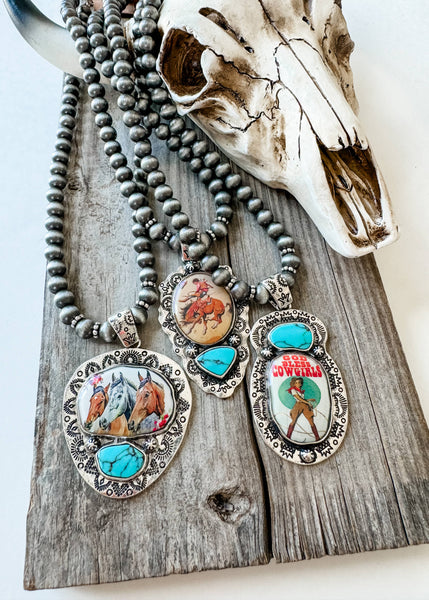 Western Print Pendant Necklace