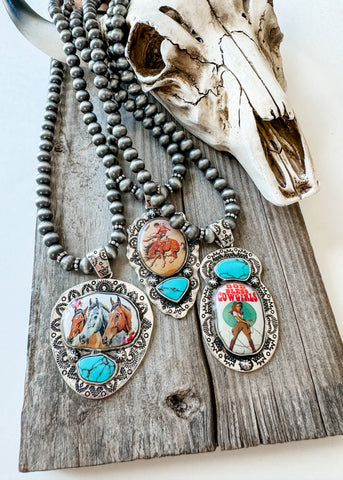 Western Print Pendant Necklace