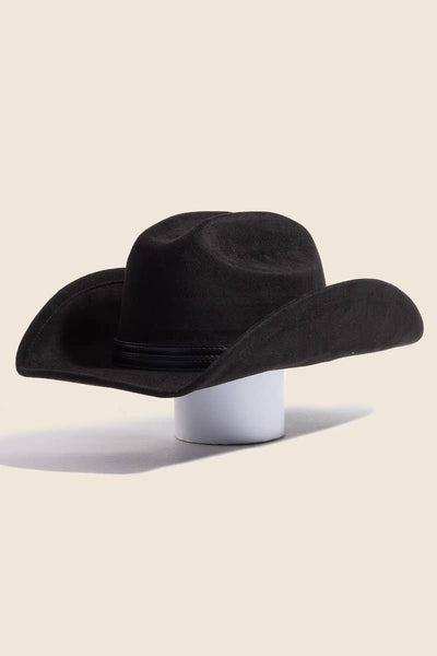 Double Belt Faux Suede Cowboy Hat: IV