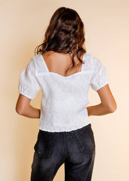 Partner Up White Eyelet Crop Top