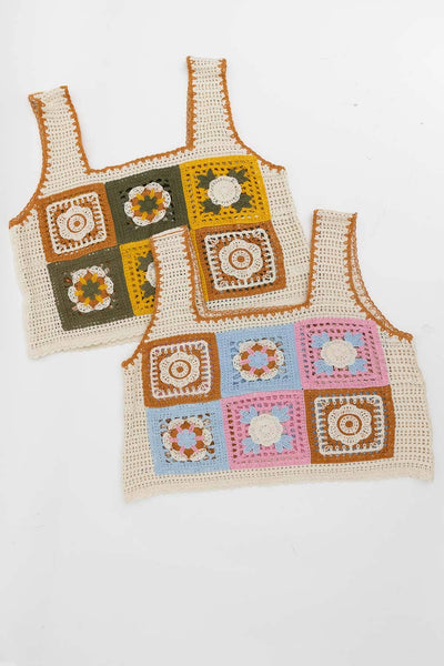 Granny Ellie Floral Mosaic Crochet Top