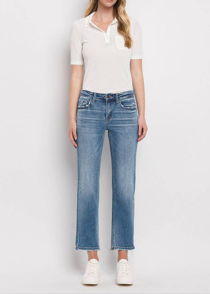 Mid Rise Crop Straight Leg Jeans by Flying Monkey
