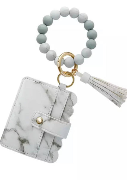 Wallet Wristlet Silicone Bead Tassel Keychains