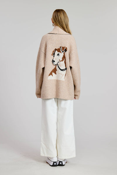 Puppy Jacquard Sweater Cardigan : One Size