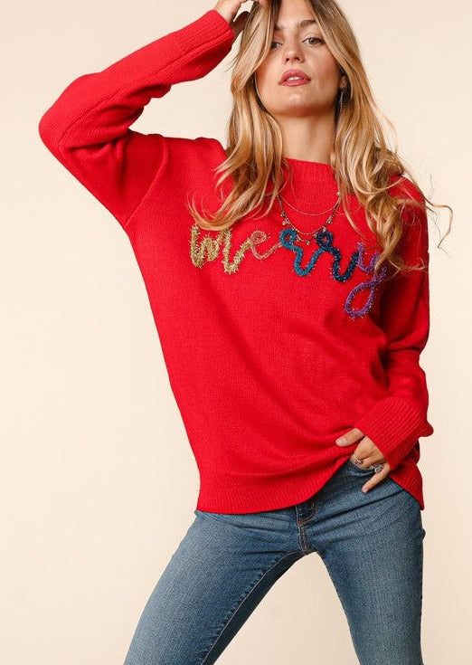 Festive Merry Tinsel Holiday Sweater