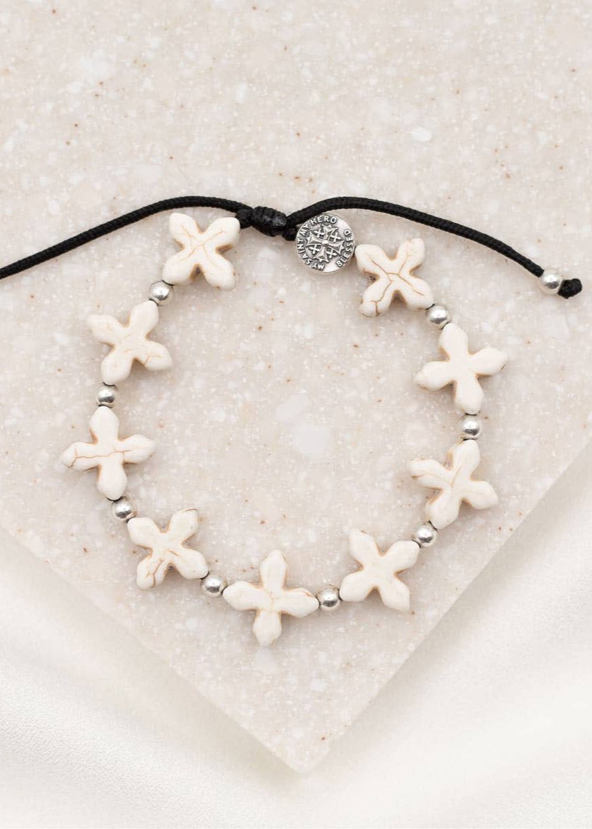 Grounded In Faith Bracelet~ White/Silver