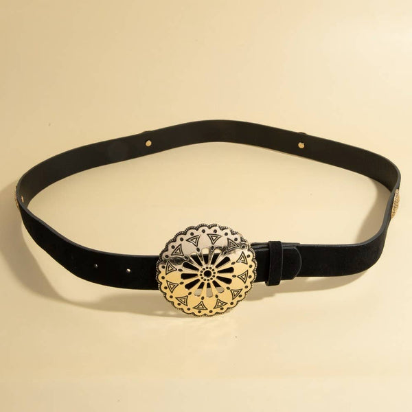 Round Western Concho Buckle Belt: SCO