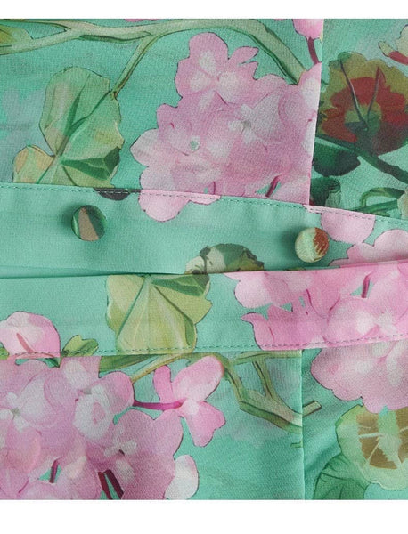 Green Floral Button‑Front Maxi Dress