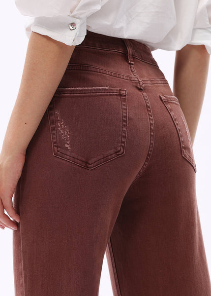 High Rise Tummy Control Wide Legs Jeans in Cappuccino