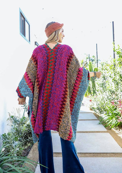Back in Stock!! Colorful Bohemian Inspired Ruana with Tassels