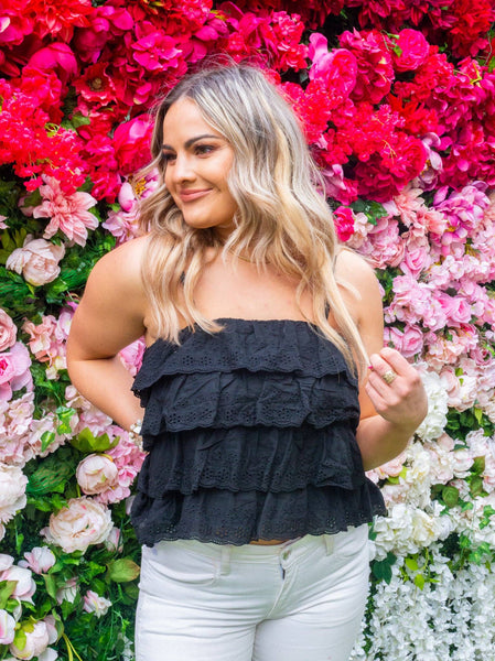 Black Eyelet Ruffle Top Ruffle Top ~ FINAL SALE