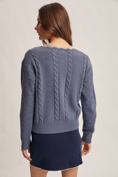 Floral Embroidered Knit Cardigan